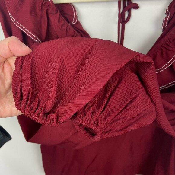 Revolve Tularosa Heather Blouse Burgundy Red Ruffle Womens Size Small Bohemian S - Picture 6 of 15